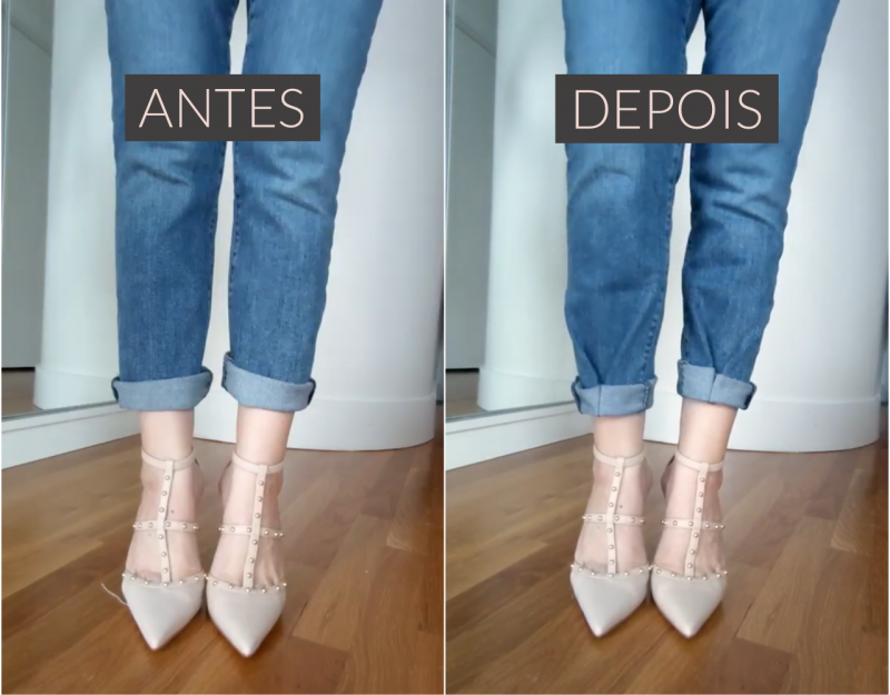 Barra de calça diferente clearance